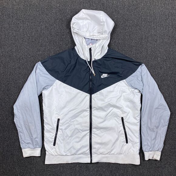 Nike Sportswear Windrunner Jacket Mens White Black Full Zip 727324 Size Large - Picture 1 of 5